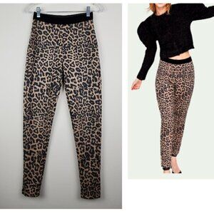 ZARA Size S Animal Print Elastic Waistband Pull-On High Rise Stretch Legging